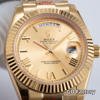 Rolex Day-date 8285 Movement 40mm Yellow Gold Face Roman Numerals Markers Yellow Gold President Strap lumina watch for men